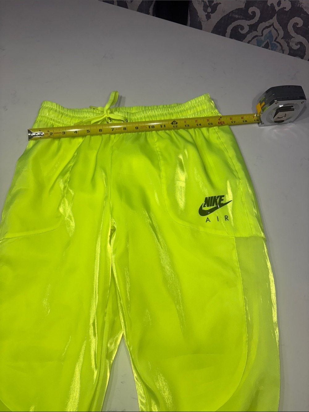 Nike Neon Lime Green Cropped Tank & Shiny Joggers Set - Picture 3 of 4